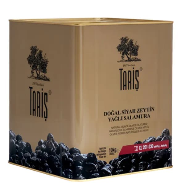 Tariş Doğal Siyah Zeytin Yağlı Salamura 10 KG (201-230) Kalibre