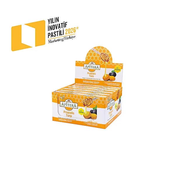 Apitera Doğal Bal, Turp, Kurkumin, C Vitamini ve Propolis İçeren Takviye Edici 96’lı Boğaz Pastili