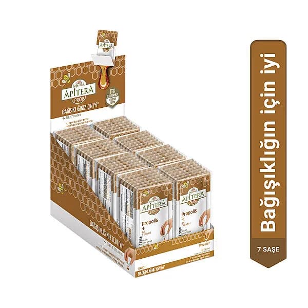 Apitera PROP Doğal Bal, C Vitamini ve 175 mg Propolis İçeren Takviye Edici 56'lı Saşe