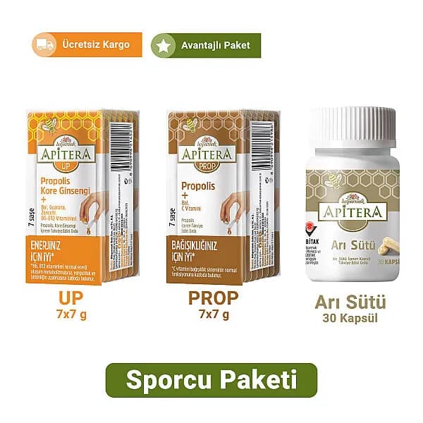 Apitera Sporcu Paketi (Arı Sütü Kapsül, Up, Prop)