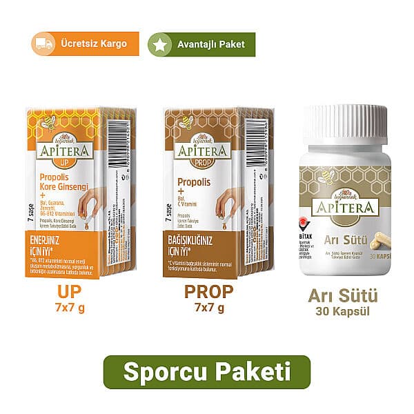 Apitera Sporcu Paketi (Arı Sütü Kapsül, Up, Prop)